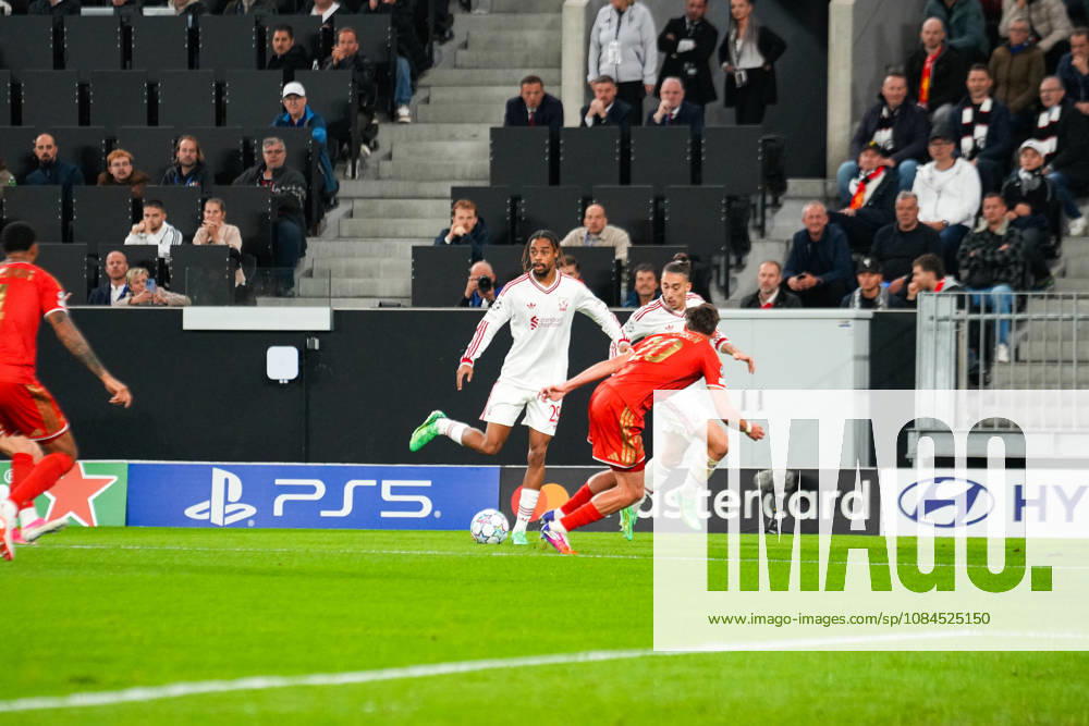 Fussball: Österreich: UEFA Champions League 2026 2027 - Ligaphase, League Phase, 2. Spieltag, Matchday 2, 14.10.2026 - LASK, LASK Linz (Österreich, Austria) vs. Liverpool FC, Liverpool LFC (England) - Oberösterreich Arena, Linz; Bradley Barcola (Liverpool FC)