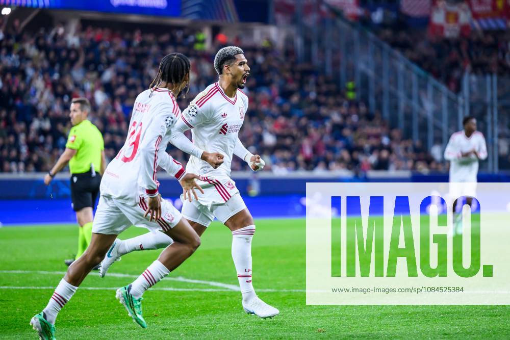 SOCCER - UEFA CL, LASK vs Liverpool LINZ,AUSTRIA,14.OCT.26 - SOCCER - UEFA Champions League, Linzer ASK vs Liverpool FC. Image shows the rejoicing of Ronald Araujo (Liverpool). GEPAxpictures xChristianxMoser