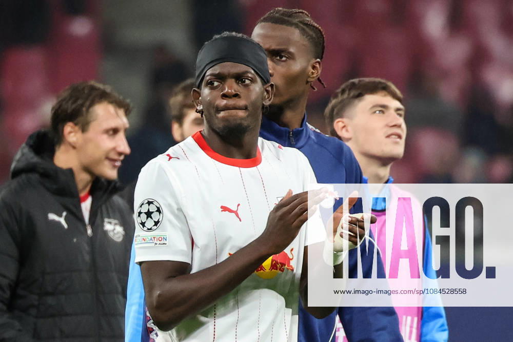 Deutschland: Fußball - UEFA Champions League - Saison 2026 - 2027, 2. Spieltag - RB Leipzig gegen PSV Eindhoven, Red Bull Arena (Leipzig): Castello Lukeba (RB Leipzig, 23) Freude