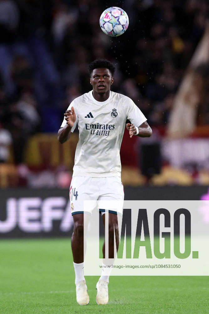 SOCCER - UEFA Champions League - AS Roma vs. Real Madrid Photo by IPA ABACAPRESS.COM89686796 - Rome, Italy - October 14, 2026: Aurelien Tchouameni (midfielder) of Real Madrid in action during the 2026-2027 UEFA Champions League soccer match between AS Roma and Real Madrid CF at the Olympic Stadium in Rome. Rome Italy