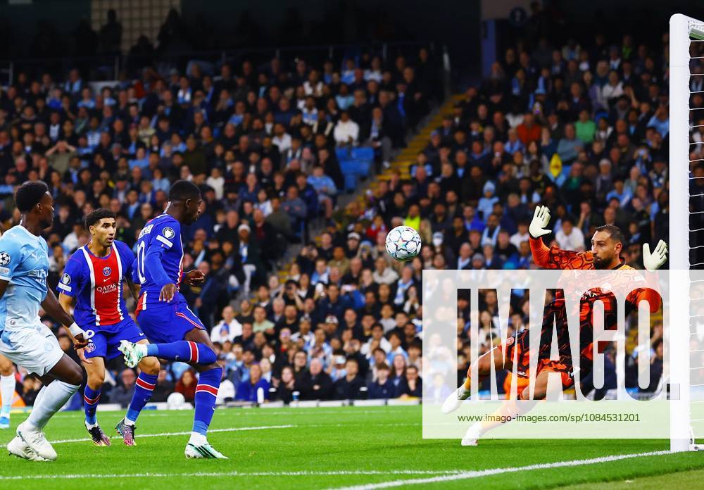 Ousmane Dembele of Paris Saint Germain scores a goal to make it 0-2 past Manchester City goalkeeper Gianluigi Donnarumma Manchester City v Paris Saint-Germain, UEFA Champions League, Football, Etihad Stadium, Manchester, UK - 14 Oct 2026Manchester Etihad Stadium United Kingdom