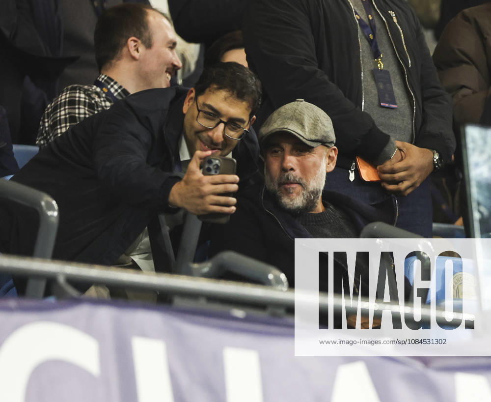 Manchester City v Paris, UEFA Champions League, League Stage 14.10.26 Manchester City v Paris, UEFA Champions League, League Stage Bradley Ormesher The Times Former manager Pep Guardiola of Manchester City in the stands