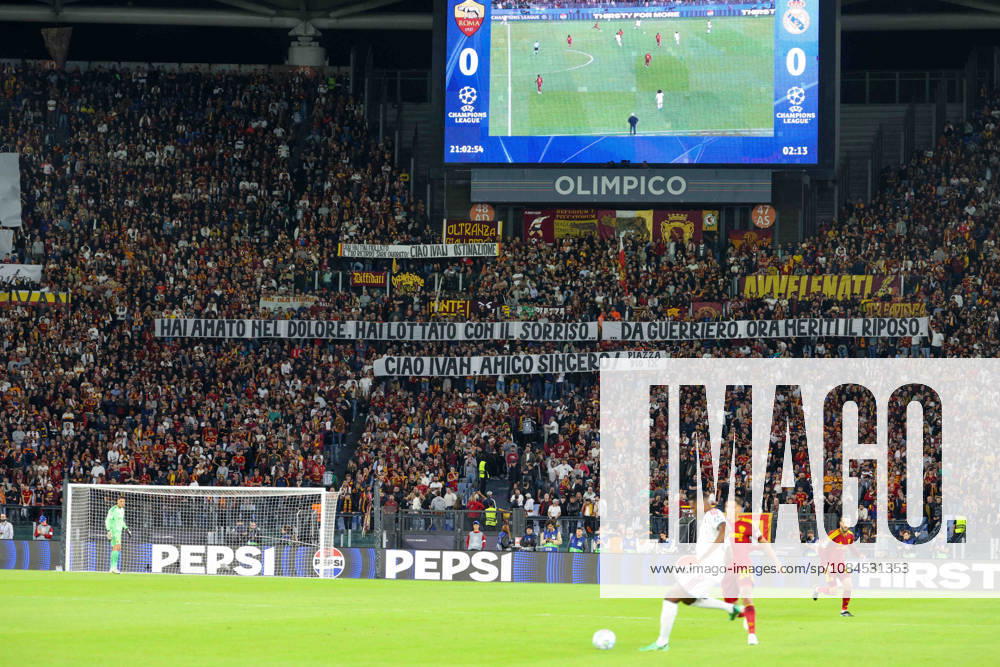 Europa Champions League 2026 27 between Roma vs Real Madrid Supporters of AS Roma during the Champions League football match between AS Roma and FC Real Madrid at the Stadio Olimpico in Rome on October 14, 2026 Pictured: Roma stadio Olimpico Roma Italy