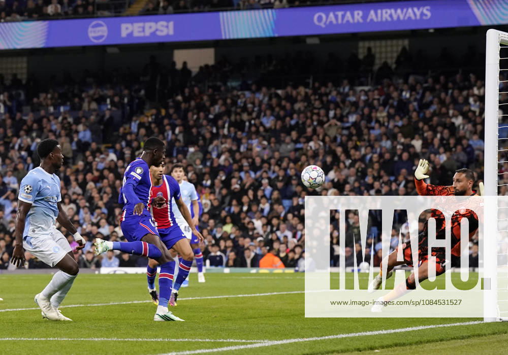 Manchester, England, 14th October 2026. Dembele Ousmane of Paris Saint-Germain scores their second goal during the Manchester City vs Paris Saint Germain UEFA Champions League match at the Etihad Stadium, Manchester. Picture credit should read: Andrew Yates Sportimage . SPI_027_AY_Man_City_PSG SPI-5069-0027