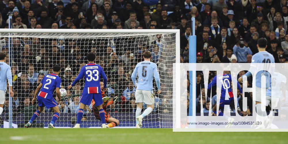 Manchester City v Paris, UEFA Champions League, League Stage 14.10.26 Manchester City v Paris, UEFA Champions League, League Stage Bradley Ormesher The Times Ousmane Dembélé of PSG scoring his teams 2nd goal