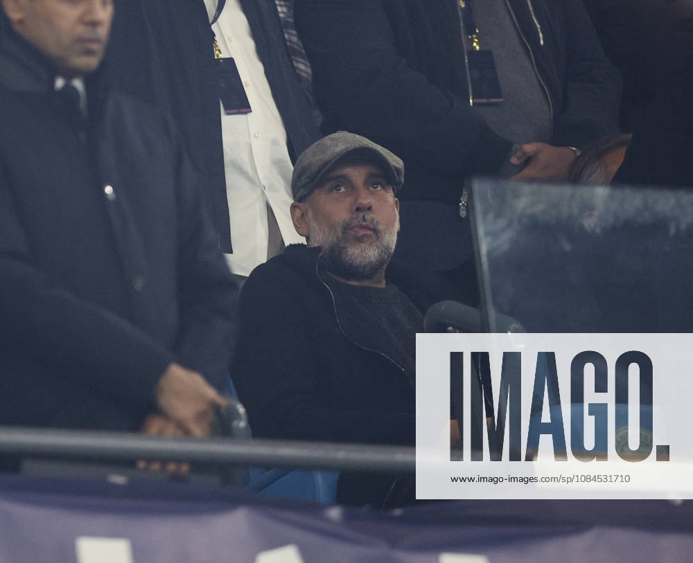 Manchester City v Paris, UEFA Champions League, League Stage 14.10.26 Manchester City v Paris, UEFA Champions League, League Stage Bradley Ormesher The Times Former manager Pep Guardiola of Manchester City in the stands