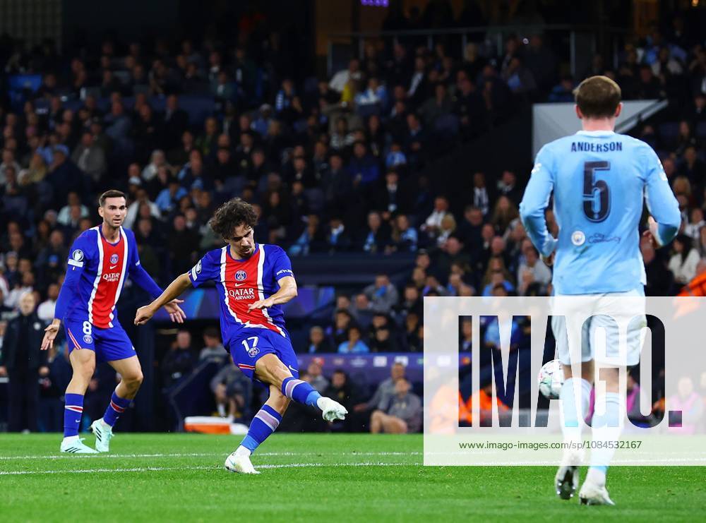 Vitinha of Paris Saint Germain scores a goal to make it 0-3 Manchester City v Paris Saint-Germain, UEFA Champions League, Football, Etihad Stadium, Manchester, UK - 14 Oct 2026Manchester Etihad Stadium United Kingdom