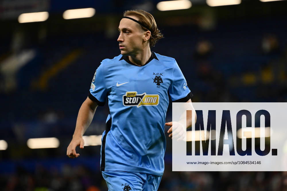 Lovro Majer of AEK Athens in action during the UEFA Champions League 2026 27 match between Shakhtar Donetsk and AEK Athens at Stamford Bridge on October 14, 2026 in London, England. (Photo by Yaroslav Dunka Sports Press Photo)
