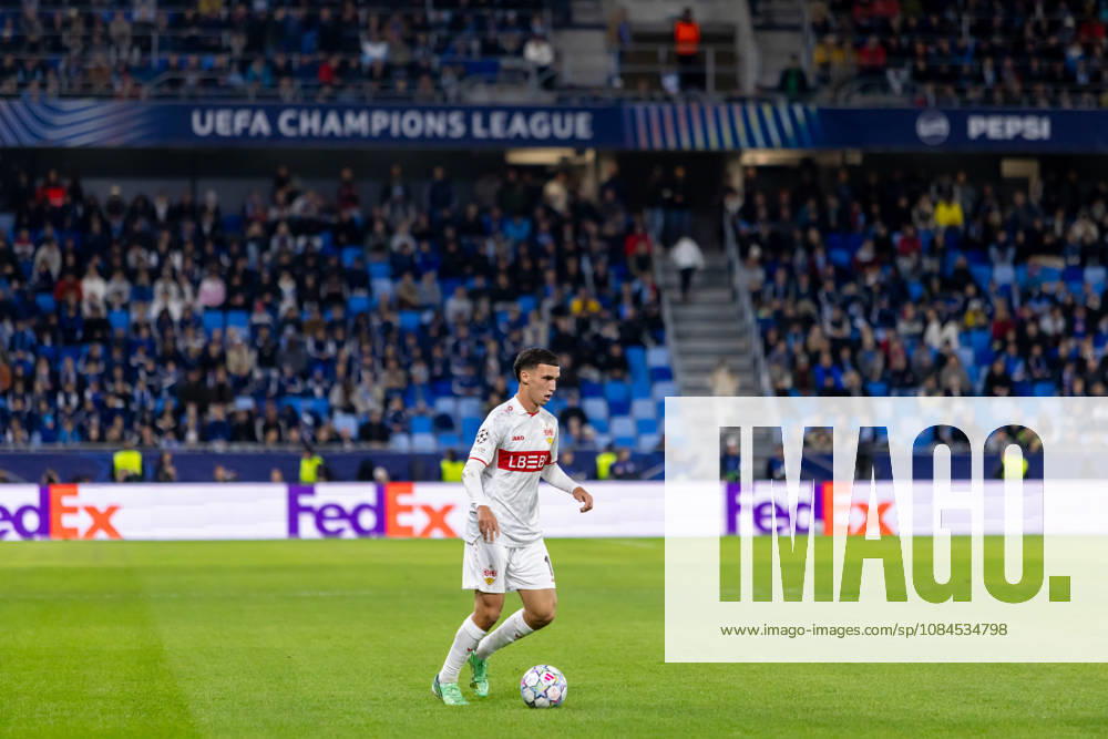 Dženan PejÄinovic of VfB Stuttgart seen during UEFA Champions league League phase game between teams of SK Slovan Bratislava and VfB Stuttgart (Dominika Kortvelyesiova Ball Raw Images) Bratislava Tehelne Pole stadium Slovakia