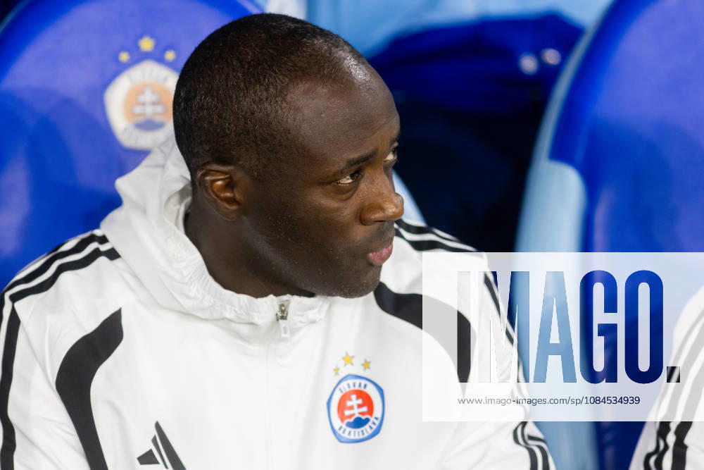 Head coach of SK Slovan Bratislava Yaya Toure seen during UEFA Champions league League phase game between teams of SK Slovan Bratislava and VfB Stuttgart (Dominika Kortvelyesiova Ball Raw Images) Bratislava Tehelne Pole stadium Slovakia