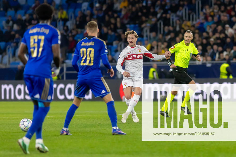 Angelo Stiller of VfB Stuttgart seen during UEFA Champions league League phase game between teams of SK Slovan Bratislava and VfB Stuttgart (Dominika Kortvelyesiova Ball Raw Images) Bratislava Tehelne Pole stadium Slovakia