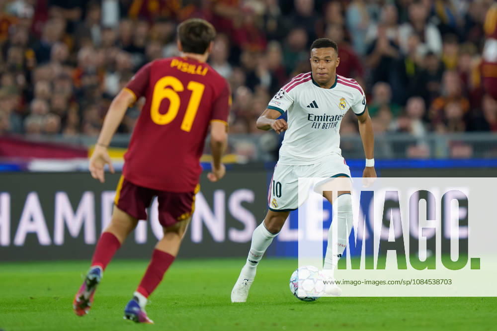AS Roma v Real Madrid C.F. - UEFA Champions League 2026 27 League Phase MD2 Kylian Mbappe of Real Madrid CF in action during the AS Roma v Real Madrid C.F. - UEFA Champions League 2026 27 League Phase MD2 at Stadio Olimpico on October 14, 2026 in Rome, Italy Rome Stadio Olimpico Lazio Italy