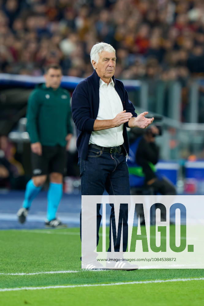 AS Roma v Real Madrid C.F. - UEFA Champions League 2026 27 League Phase MD2 Gian Piero Gasperini Head Coach of AS Roma gestures during the AS Roma v Real Madrid C.F. - UEFA Champions League 2026 27 League Phase MD2 at Stadio Olimpico on October 14, 2026 in Rome, Italy Rome Stadio Olimpico Lazio Italy