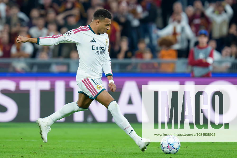 AS Roma v Real Madrid C.F. - UEFA Champions League 2026 27 League Phase MD2 Kylian Mbappe of Real Madrid CF in action during the AS Roma v Real Madrid C.F. - UEFA Champions League 2026 27 League Phase MD2 at Stadio Olimpico on October 14, 2026 in Rome, Italy Rome Stadio Olimpico Lazio Italy