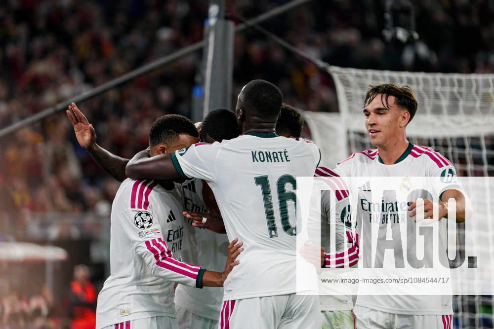 SOCCER - UEFA Champions League - AS Roma vs. Real Madrid Photo by IPA ABACAPRESS.COM89697270 - Ibrahima Konate of Real Madrid and Carlos Espi of Real Madrid during the AS Roma vs. Real Madrid UEFA Champions League soccer match in Rome, Italy, on October 14, 2026 Rome Italy