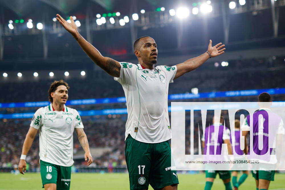 Soccer - Copa CONMEBOL Libertadores - Fluminense v Palmeiras RIO DE JANEIRO, BRAZIL - OCTOBER 14: MARLON FREITAS of Palmeiras celebrates after scoring the team s second goal during the Copa CONMEBOL Libertadores semi-final first leg match between Fluminense and Palmeiras at Maracana Stadium on October 14, 2026 in Rio de Janeiro, Brazil. Rio de Janeiro Maracana Stadium Brazil