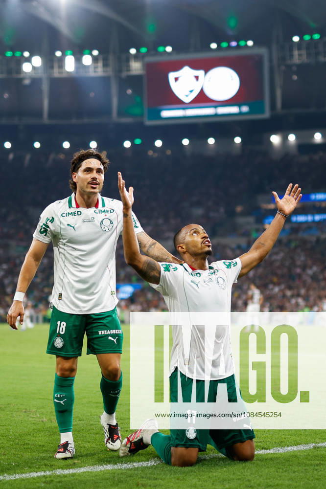 Soccer - Copa CONMEBOL Libertadores - Fluminense v Palmeiras RIO DE JANEIRO, BRAZIL - OCTOBER 14: MARLON FREITAS of Palmeiras celebrates after scoring the team s second goal during the Copa CONMEBOL Libertadores semi-final first leg match between Fluminense and Palmeiras at Maracana Stadium on October 14, 2026 in Rio de Janeiro, Brazil. Rio de Janeiro Maracana Stadium Brazil