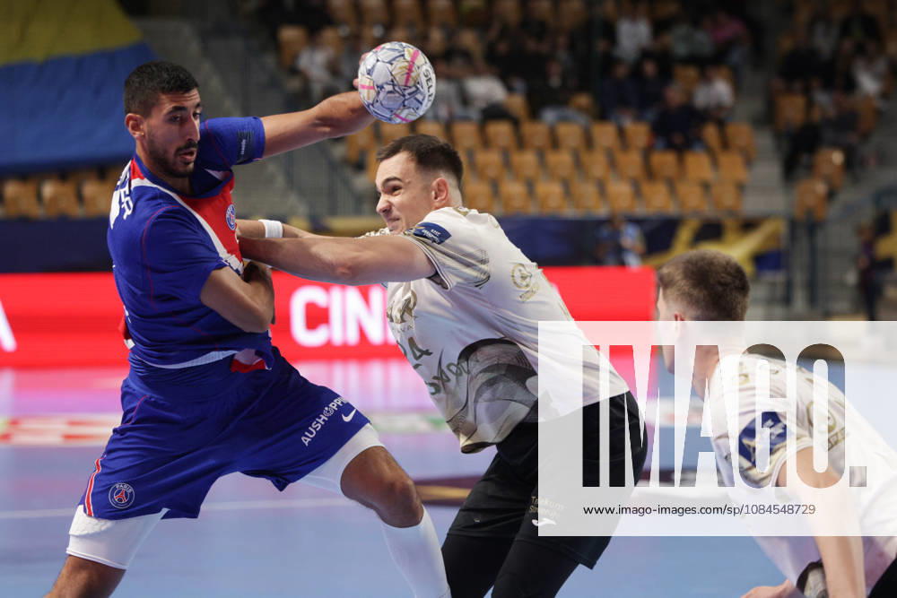 (261015) -- CELJE, Oct. 15, 2026 -- Yahia Khaled Fathy Omar (L) of Paris Saint-Germain competes during the European Handball Federation (EHF) Champions League match between RK Celje Pivovarna Lasko and Paris Saint-Germain at Zlatorog Sports Hall in Celje, Slovenia, Oct.14, 2026. (Photo by Xinhua) (SP)SLOVENIA-CELJE-HANDBALL-EHF CHAMPIONS LEAGUE-RK CELJE PIVOVARNA LASKO VS PARIS SAINT-GERMAIN ZeljkoxStevanic