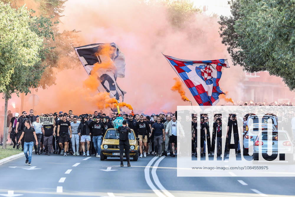 Corteo of Torcida, supporters of Hajduk Split Toricida, supporters of Hajduk Split, on their way to Poljud Stadium ahead of the UEFA Conference League match between HNK Hajduk Split and Ajax, in Split, Croatia, on October 15, 2026. IvanaxIvanovic PIXSELL