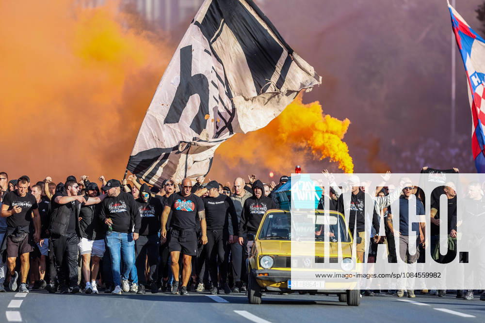 Corteo of Torcida, supporters of Hajduk Split Toricida, supporters of Hajduk Split, on their way to Poljud Stadium ahead of the UEFA Conference League match between HNK Hajduk Split and Ajax, in Split, Croatia, on October 15, 2026. IvanaxIvanovic PIXSELL