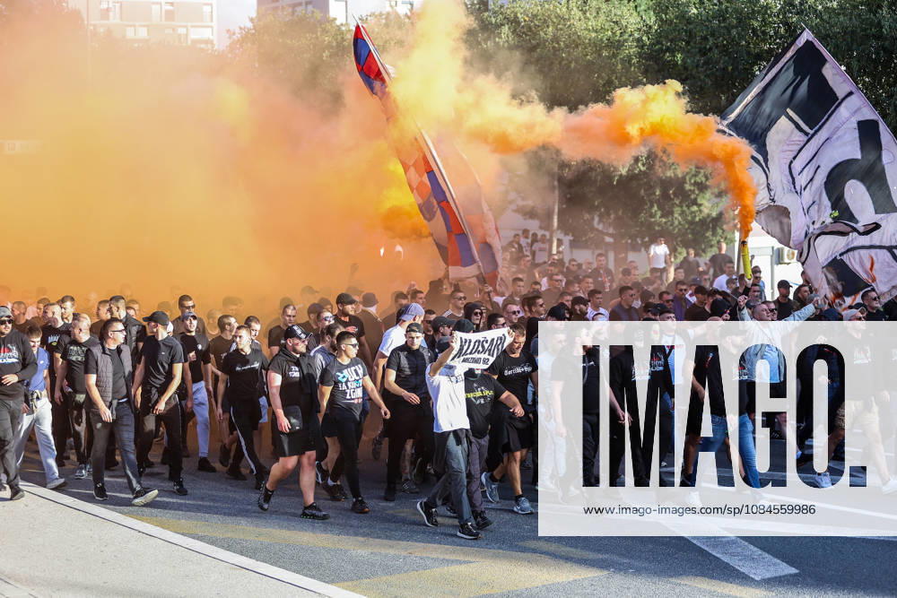Corteo of Torcida, supporters of Hajduk Split Toricida, supporters of Hajduk Split, on their way to Poljud Stadium ahead of the UEFA Conference League match between HNK Hajduk Split and Ajax, in Split, Croatia, on October 15, 2026. IvanaxIvanovic PIXSELL