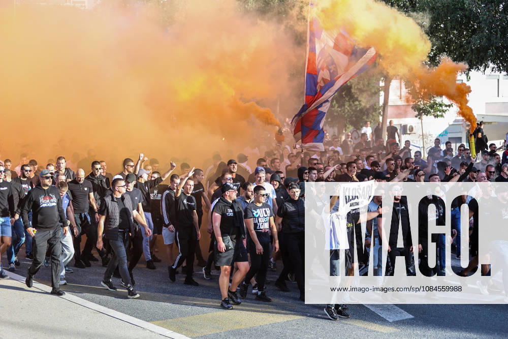 Corteo of Torcida, supporters of Hajduk Split Toricida, supporters of Hajduk Split, on their way to Poljud Stadium ahead of the UEFA Conference League match between HNK Hajduk Split and Ajax, in Split, Croatia, on October 15, 2026. IvanaxIvanovic PIXSELL
