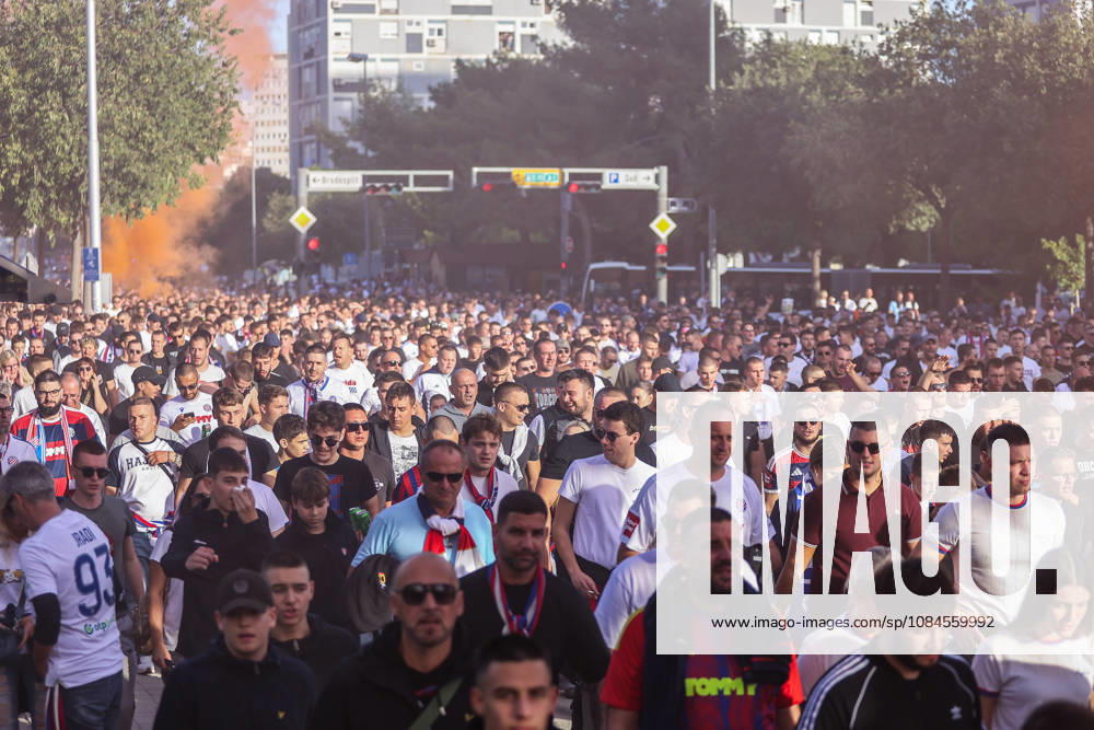 Corteo of Torcida, supporters of Hajduk Split Toricida, supporters of Hajduk Split, on their way to Poljud Stadium ahead of the UEFA Conference League match between HNK Hajduk Split and Ajax, in Split, Croatia, on October 15, 2026. IvanaxIvanovic PIXSELL