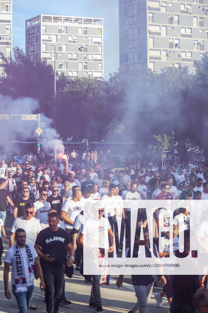 Corteo of Torcida, supporters of Hajduk Split Toricida, supporters of Hajduk Split, on their way to Poljud Stadium ahead of the UEFA Conference League match between HNK Hajduk Split and Ajax, in Split, Croatia, on October 15, 2026. IvanaxIvanovic PIXSELL