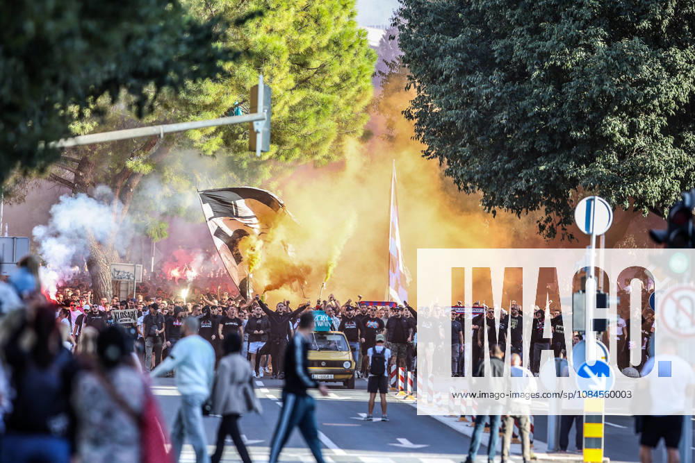 Corteo of Torcida, supporters of Hajduk Split Toricida, supporters of Hajduk Split, on their way to Poljud Stadium ahead of the UEFA Conference League match between HNK Hajduk Split and Ajax, in Split, Croatia, on October 15, 2026. IvanaxIvanovic PIXSELL