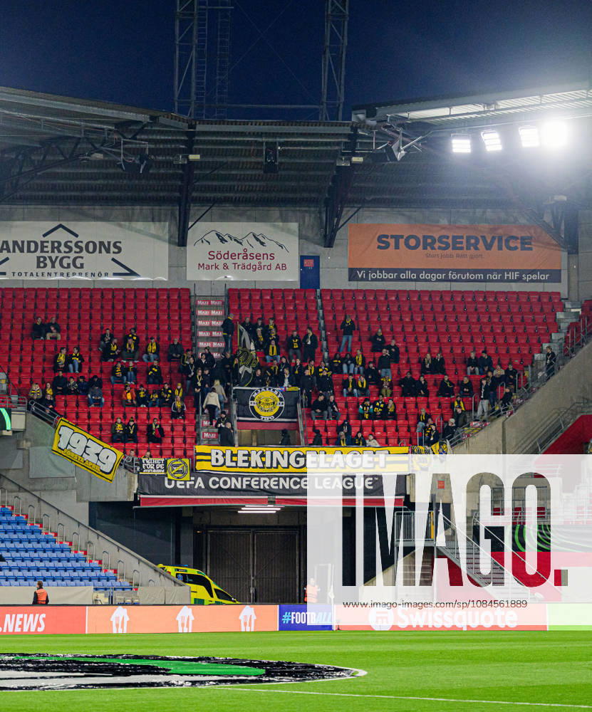 Fans of Mjällby ahead of the UEFA Conference League football match between Mjällby and Inter Club d Escaldes on October 15, 2026 in Helsingborg. Photo: Christoffer Borg Mattisson BILDBYRÅN COP 261 CB0562 fotboll football soccer fotball uefa conference league conference league mjällby in bbeng fotboll football soccer fotball uefa conference league conference league mjällby in bbeng