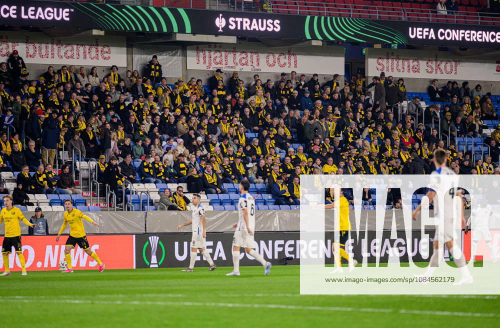 Fans of Mjällby during the UEFA Conference League football match between Mjällby and Inter Club d Escaldes on October 15, 2026 in Helsingborg. Photo: Christoffer Borg Mattisson BILDBYRÅN COP 261 CB0562 fotboll football soccer fotball uefa conference league conference league mjällby in bbeng fotboll football soccer fotball uefa conference league conference league mjällby in bbeng