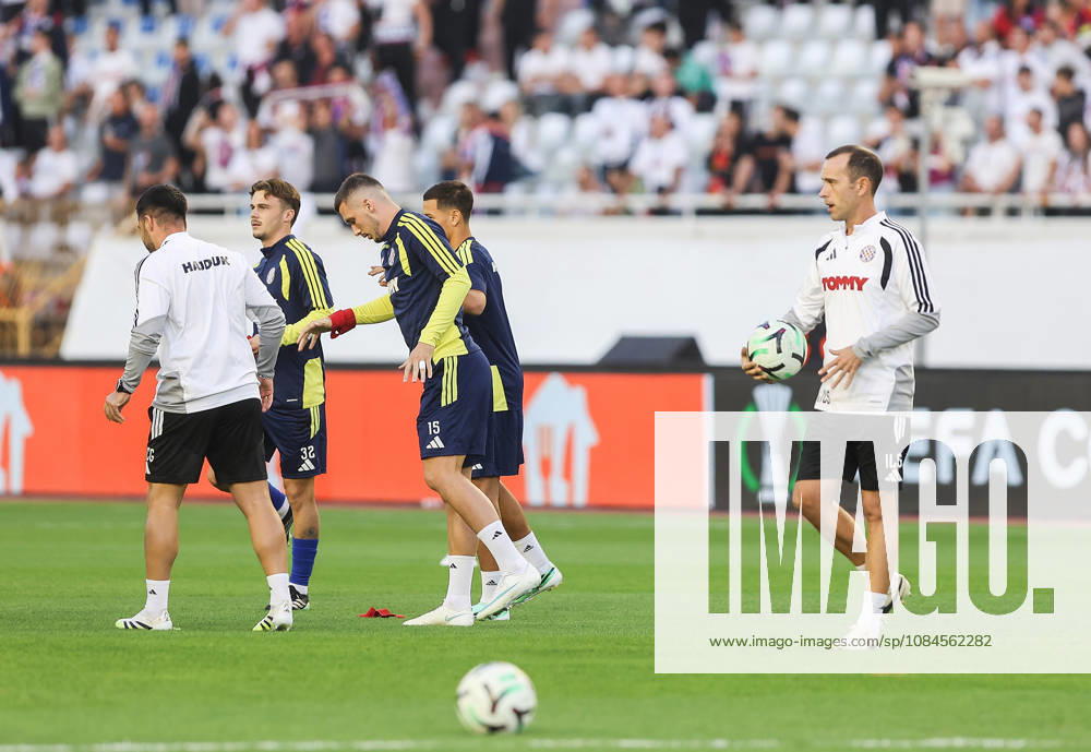 UEFA Conference League HNK Hajduk Split v AFC Ajax Simun Hrgovic and Dario Maresic of Hajduk Split warm up before the UEFA Conference League 2026 27 League Phase MD1 match between HNK Hajduk Split and AFC Ajax at Stadion Poljud on October 15, 2026 in Split, Croatia. IvanaxIvanovic PIXSELL