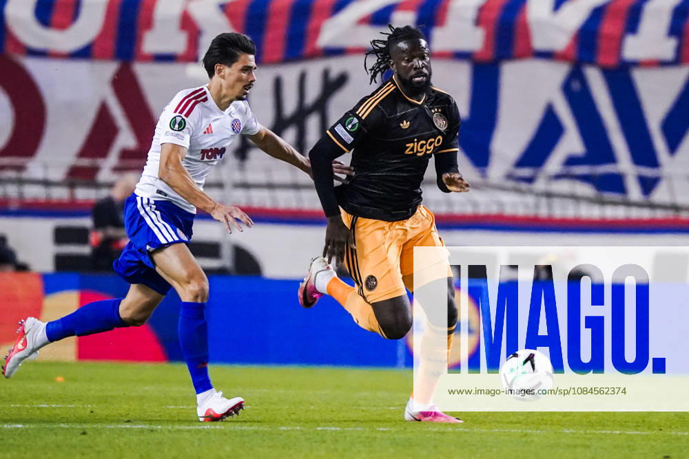 Fussball: Kroatien: UEFA Conference League 2026 2027 - 1. Runde, 15.10.2026 - HNK Hajduk Split vs. AFC Ajax Amsterdam - Stadion Poljud (Split, Kroatien); Dennis Hadzikadunic (Hajduk Split), Toluwalase Arokodare (AFC Ajax)