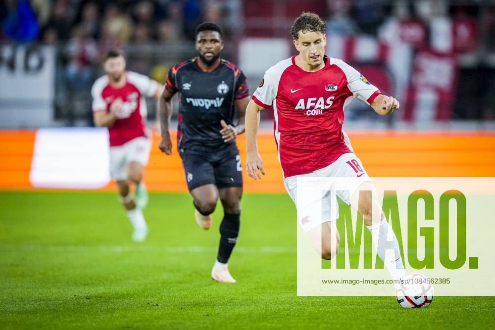 ALKMAAR , 15-10-2026, AFAS Stadion , season 2026 2027 , UEFA Europa League League phase , match between AZ and Hapoel Beer-Sheva , Picture shows AZ player Bendeguz Kovacs AZ - Hapoel Beer-Sheva x208448239x