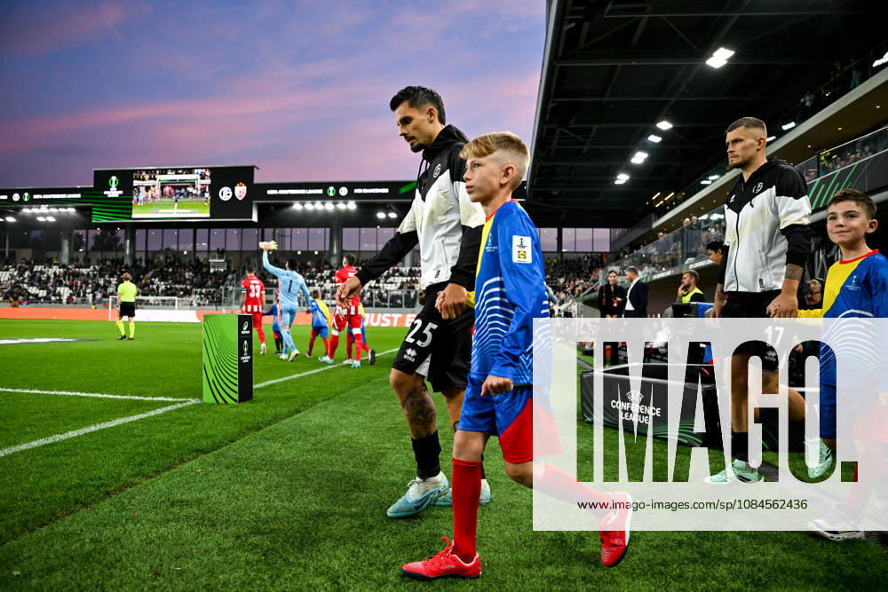Uran Bislimi of FC Lugano enters the fils during the UEFA Conference League 2026 27 League Phase MD1 match between FC Lugano and FK Crvena Zvezda at Lugano Arena on October 15, 2026 in Lugano, Switzerland. Lugano Lugano Arena Ticino Switzerland