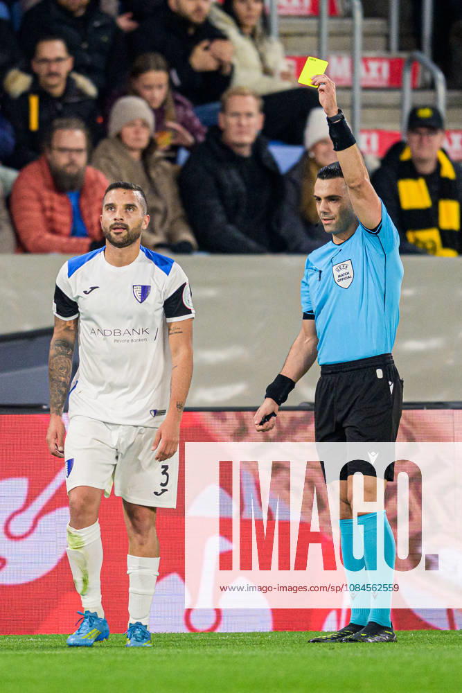Jilmar Torres of Inter Club d Escaldes looks dejected after receiving yellow card during the UEFA Conference League football match between Mjällby and Inter Club d Escaldes on October 15, 2026 in Helsingborg. Photo: Christoffer Borg Mattisson BILDBYRÅN COP 261 CB0562 fotboll football soccer fotball uefa conference league conference league mjällby in bbeng depp