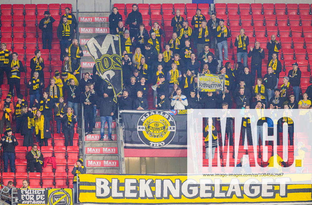 Fans of Mjällby during the UEFA Conference League football match between Mjällby and Inter Club d Escaldes on October 15, 2026 in Helsingborg. Photo: Christoffer Borg Mattisson BILDBYRÅN COP 261 CB0562 fotboll football soccer fotball uefa conference league conference league mjällby in bbeng fotboll football soccer fotball uefa conference league conference league mjällby in bbeng