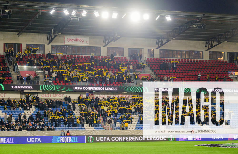 Fans of Mjällby ahead of the UEFA Conference League football match between Mjällby and Inter Club d Escaldes on October 15, 2026 in Helsingborg. Photo: Christoffer Borg Mattisson BILDBYRÅN COP 261 CB0562 fotboll football soccer fotball uefa conference league conference league mjällby in bbeng fotboll football soccer fotball uefa conference league conference league mjällby in bbeng