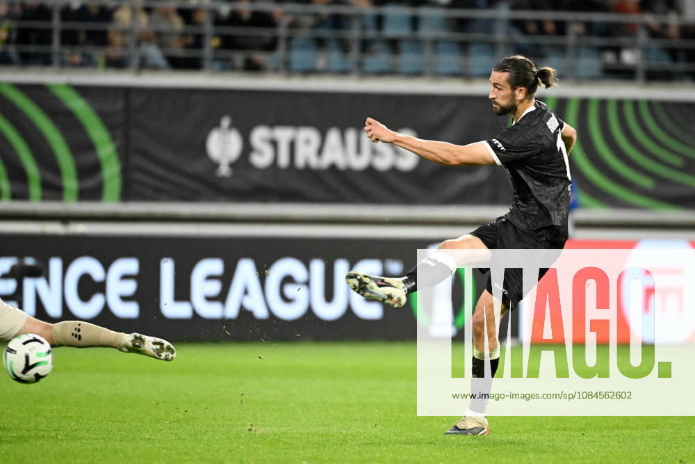 AA Gent vs Aarhus Christian Burgess of KAA Gent is pictured in action with the ball during Matchday 2 in the 2026-2027 Uefa Conference League season - league phase between AA Gent and AGF Aarhus on October 15 , 2026 in Gent, Belgium. (Photo by Maarten Straetemans Isosport) Gent Belgium