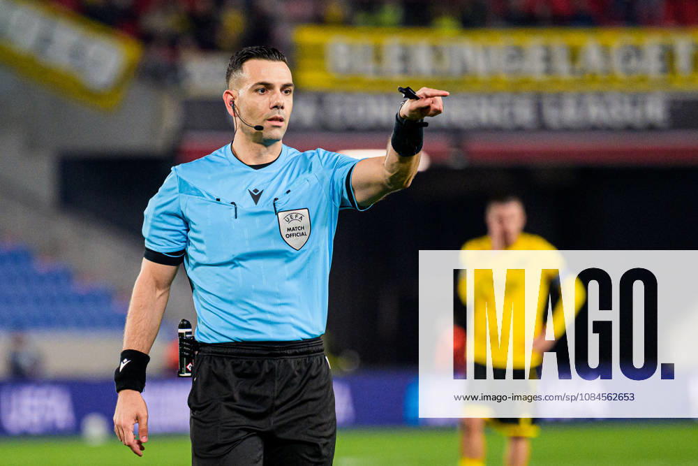 Referee Antoniou Menelaus during the UEFA Conference League football match between Mjällby and Inter Club d Escaldes on October 15, 2026 in Helsingborg. Photo: Christoffer Borg Mattisson BILDBYRÅN COP 261 CB0562 fotboll football soccer fotball uefa conference league conference league mjällby in bbeng fotboll football soccer fotball uefa conference league conference league mjällby in bbeng