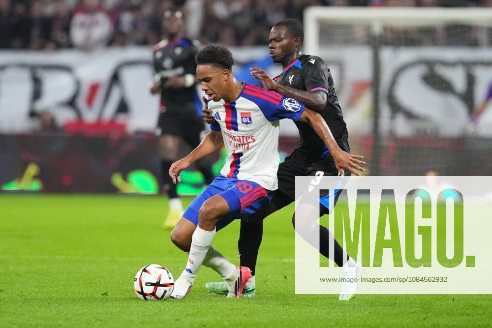 Noah Nartey of Lyon shields the ball from Tyrick Mitchell of Crystal Palace Lyon v Crystal Palace, UEFA Europa League, Football, Groupama Stadium, Lyon, France - 15 Oct 2026Lyon Groupama Stadium France