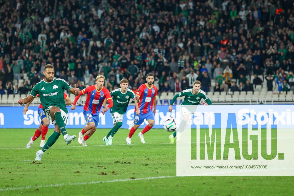 Panathinaikos F.C. v FK Borac Banja Luka UEFA Europa Conference League Cyril Dessers of Panathinaikos F.C. takes a penalty and scores during the UEFA Europa Conference League match at Olympic Stadium, Athens 15 10 2026 UK Newspapers OUT