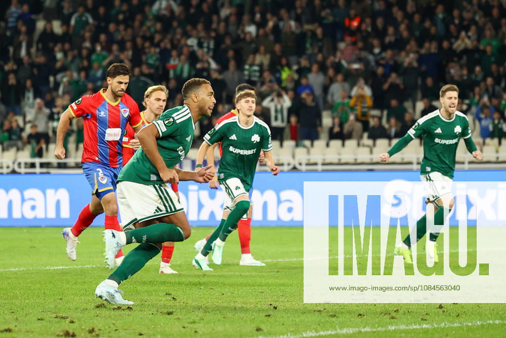 Panathinaikos F.C. v FK Borac Banja Luka UEFA Europa Conference League Cyril Dessers of Panathinaikos F.C. celebrates scoring a goal during the UEFA Europa Conference League match at Olympic Stadium, Athens 15 10 2026 UK Newspapers OUT