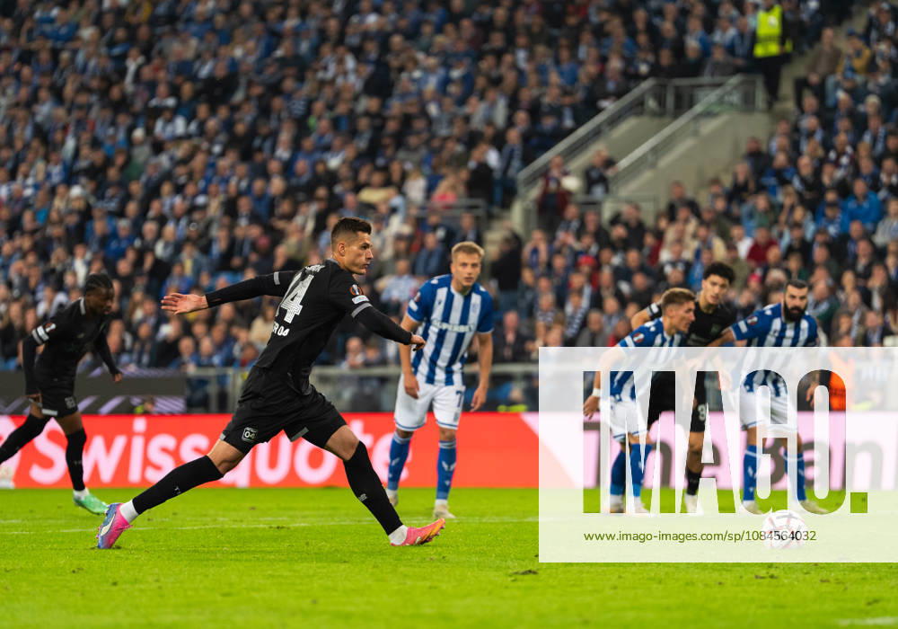 Patrik Schick of Bayer 04 Leverkusen scores from the penalty spot during UEFA Europa League - League Phase - Matchday 2 season 26 27 game between KKS Lech Poznan and Bayer 04 Leverkusen (Ruslan Taran Ball Raw Images) Poznan Enea Stadion Poland