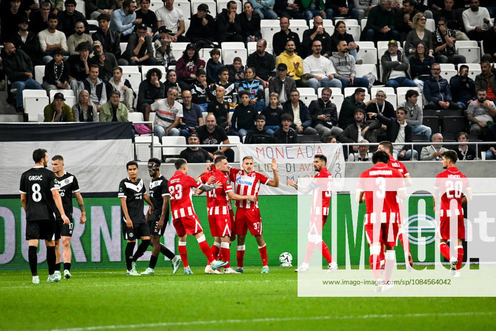 FK Crvena Zvezda celebrate a goal scored by Timi Max Elsnik of FK Crvena Zvezda during the UEFA Conference League 2026 27 League Phase MD1 match between FC Lugano and FK Crvena Zvezda at Lugano Arena on October 15, 2026 in Lugano, Switzerland. Lugano Lugano Arena Ticino Switzerland