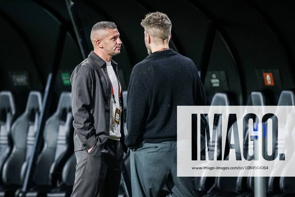 , Stadium De Goffert , season 2026 2027 , UEFA Europa League football , match between NEC Nijmegen and Levski Sofia , picture shows NEC Nijmegen player Bryan Linssen and Lasse Schone NEC - Levski Sofia x208449455x