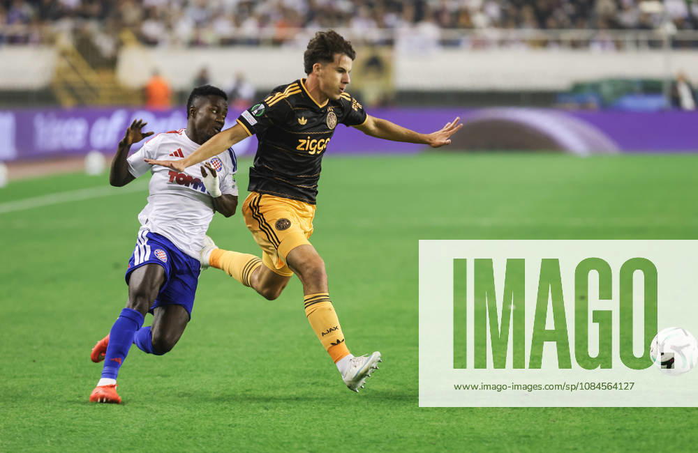UEFA Conference League HNK Hajduk Split v AFC Ajax Abdoulie Sanyang Bamba of Hajduk in action against Jofre Torrents of Ajax during the UEFA Conference League 2026 27 League Phase MD1 match between HNK Hajduk Split and AFC Ajax at Stadion Poljud on October 15, 2026 in Split, Croatia. IvoxCagalj PIXSELL
