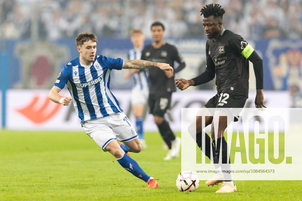 Europa League: Lech Poznan vs Bayer 04 Leverkusen Patrik Walemark, Edmond Tapsoba during Europa League: Lech Poznan vs Bayer 04 Leverkusen match in Poznan, Poland, on October 15, 2026 Poznan Poland