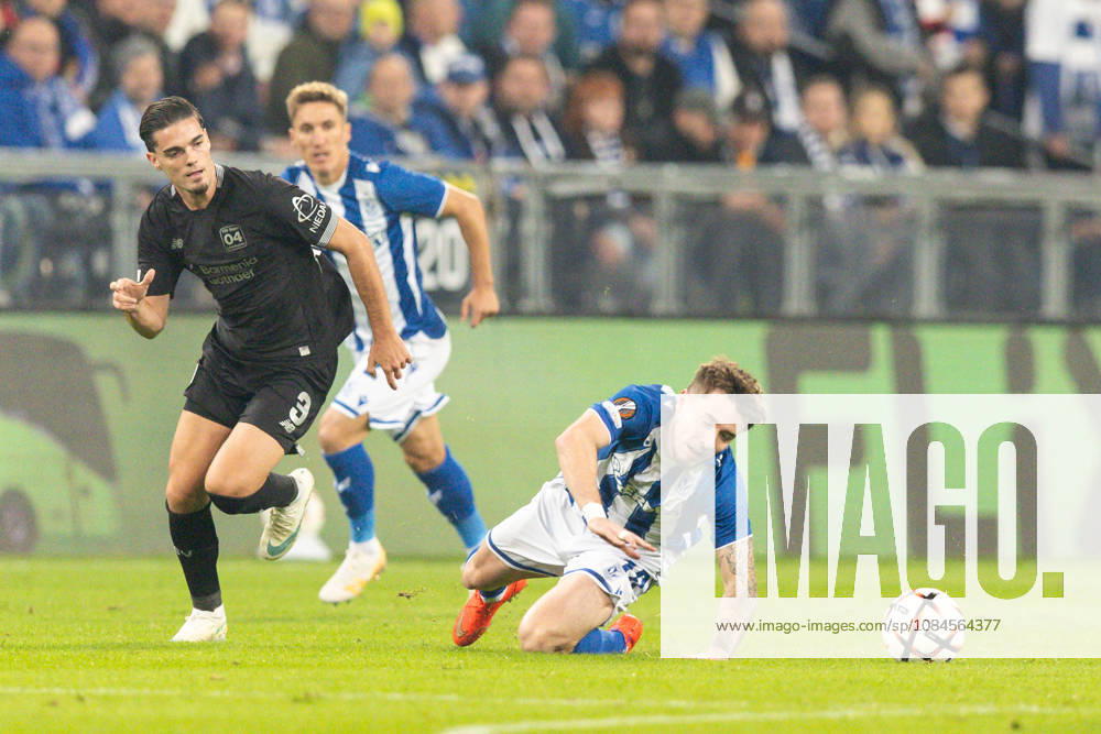Europa League: Lech Poznan vs Bayer 04 Leverkusen Miguel Gutierrez, Patrik Walemark during Europa League: Lech Poznan vs Bayer 04 Leverkusen match in Poznan, Poland, on October 15, 2026 Poznan Poland