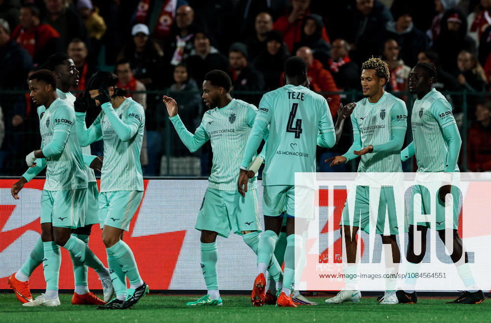 CSKA vs AS Monaco - UEFA Conference League SOFIA, BULGARIA-OCTOBER 15: Players of AS Monaco celebrate goal for 0-1 during the UEFA Conference League - League Phase, Matchday 1 between teams of CSKA and AS Monaco at Vasil Levski National Stadium in Sofia, Bulgaria, 15 October 2026. Borislav Troshev Anadolu Sofia Bulgaria. Editorial use only. Please get in touch for any other usage.